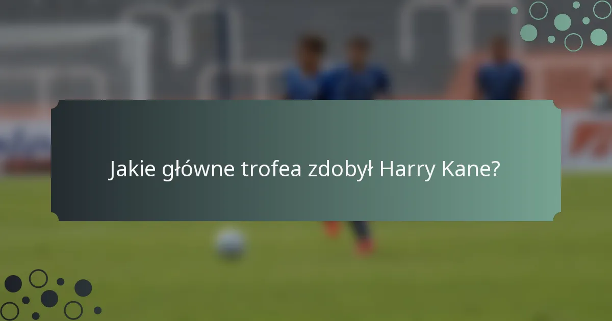 Jakie główne trofea zdobył Harry Kane?