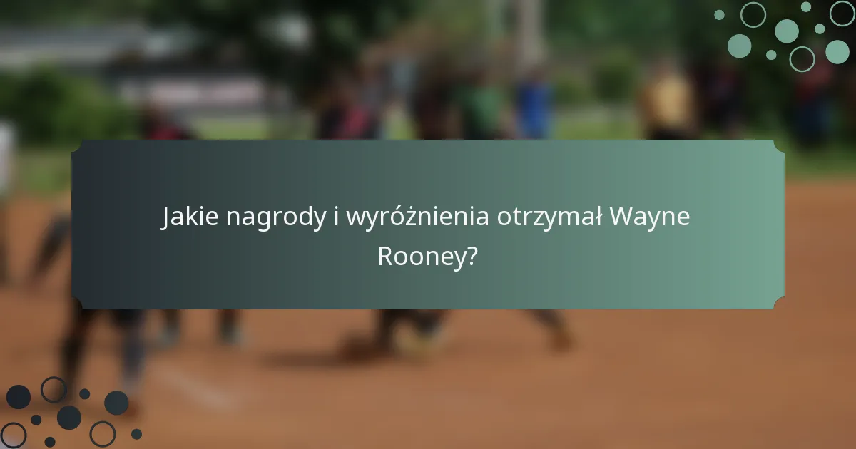 Jakie nagrody i wyróżnienia otrzymał Wayne Rooney?