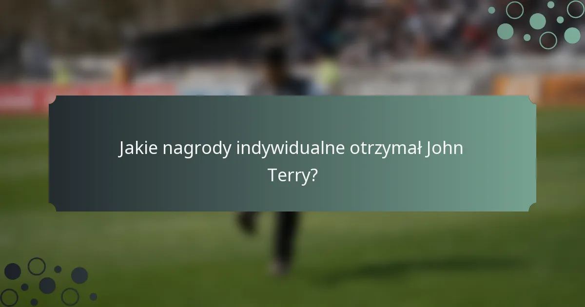 Jakie nagrody indywidualne otrzymał John Terry?